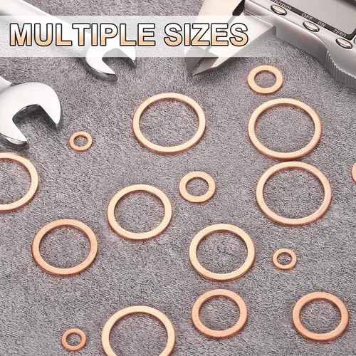 Miniatura 4 de uxcell 75 anillos de sellado de arandela plana M36 de cobre, 1.417 in ID 1.654 in OD 0.059 in de grosor, arandelas de trituración de cobre, junta