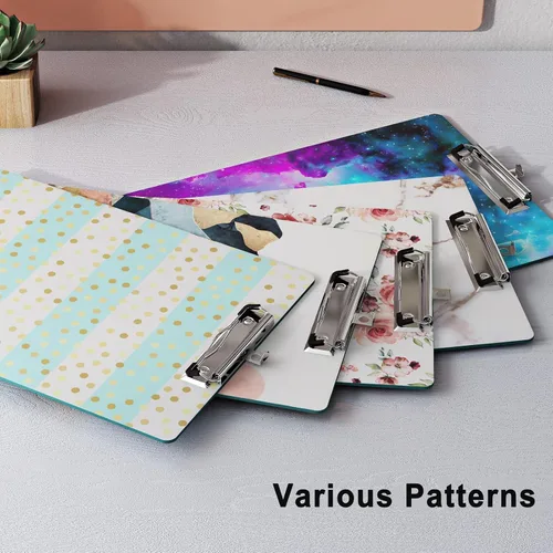 Miniatura 6 de Bonito portapapeles de madera con diseño decorativo A4 tamaño carta para oficina, tamaño estándar 9 x 12.5 pulgadas con clip de metal de perfil