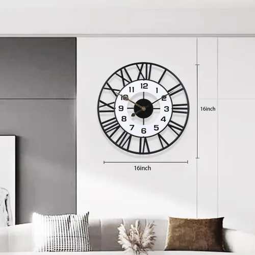 Miniatura 3 de Relojes de pared decorativos de metal de 16 pulgadas, silenciosos sin tictac, de calidad, con movimiento de cuarzo, operados con pilas, reloj grande