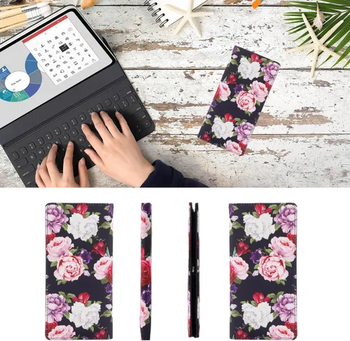 Miniatura 73 de HUA ANGEL Billetera para mujer, ultra delgada y delgada, con bloqueo RFID, tarjetero de crédito, doble embrague, carteras largas, regalo para A-ámbar