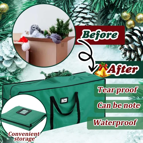 Miniatura 5 de Paterr Paquete de 2 bolsas de almacenamiento para árbol de Navidad de 7.5 pies, Oxford 600D resistente al agua para árbol de Navidad artificial