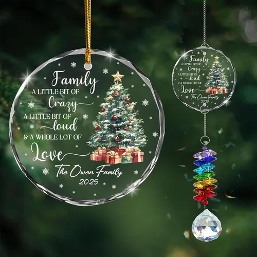 Miniatura 14 de Adorno de cristal con foto personalizada 2026 – Adorno de Navidad familiar personalizado, nombre personalizado, foto, fecha, recuerdo del día
