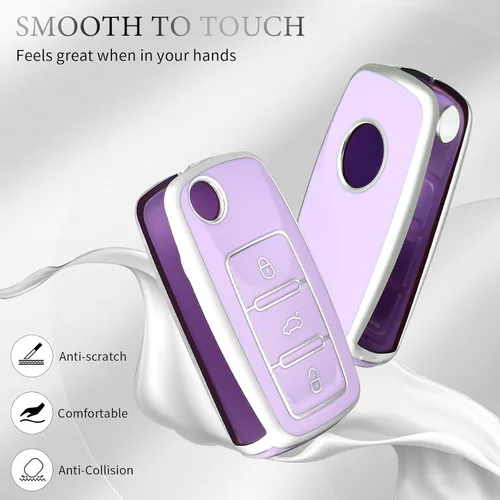Miniatura 3 de OFFCURVE - Funda para llavero Volkswagen, carcasa protectora completa de TPU suave para llavero de VW Jetta Golf Polo Passat MK8 Tiguan Beetle