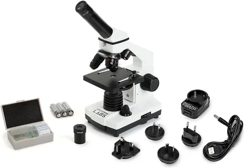 Miniatura 3 de Celestron Microscopio compuesto 44128 CL-CM800, aumento 40x-800x, blanco