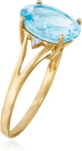Miniatura 3 de Ross-Simons Anillo de topacio azul suizo de 5.50 quilates con detalles de diamantes en oro amarillo de 14 quilates