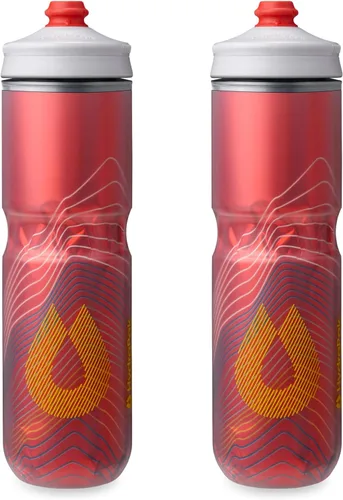 Miniatura 16 de HydraPak Polar Bottle - Botella de agua para bicicleta con aislamiento Polar Surge, paquete de 2 unidades, botella exprimible de alto flujo