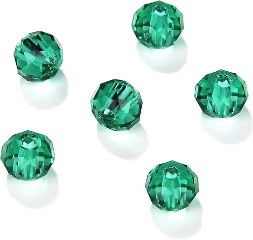 Miniatura 8 de Briolette de 0.157 in, 1350 cuentas de cristal color aguamarina pequeñas con forma de rondelle facetado, cuentas espaciadoras de cristal