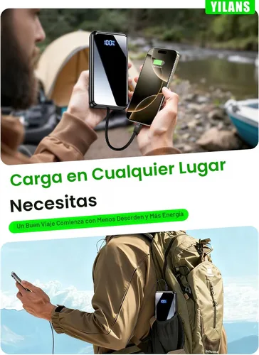 Miniatura 4 de Cargador portátil, banco de energía de 50000 mAh con cable incorporado, carga rápida de 22,5 W PD USB C de entrada y salida, paquete de batería