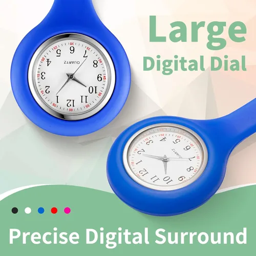 Miniatura 3 de Kenning Paquete de 15 relojes de enfermera con clip para mujeres y hombres, reloj de silicona con solapa de bolsillo, estetoscopio con segunda mano
