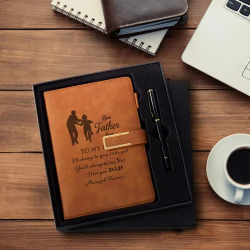 Miniatura 4 de Diario de cuero de regalo para papá, cuaderno personalizado para papá de hija, diario personalizado A5, diario de viaje, cuaderno de bocetos
