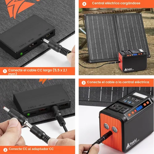 Miniatura 9 de Takki Generador Solar Portátil de 111Wh Estación de Energía con Panel Solar Plegable de 21W, Banco de Energía Cargador Solar de Pico de 120W