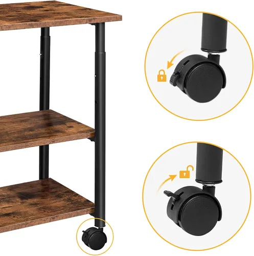 Miniatura 5 de HOOBRO Soporte para impresora, carrito industrial de 3 niveles para impresora debajo del escritorio con estante, estante de almacenamiento móvil