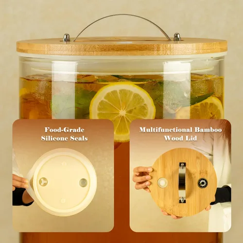 Miniatura 4 de L'ÉPICÉA Dispensador de bebidas, dispensador de bebidas de vidrio con soporte, dispensador de bebidas para fiestas, dispensador de bebidas
