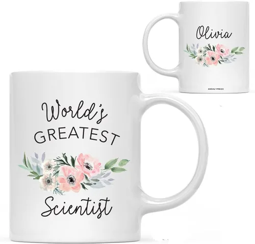 Miniatura 67 de Andaz Press Taza de café personalizada de 11 onzas, taza ejecutiva de relaciones públicas más grande del mundo, flor de anémona rosa, 1 paquete