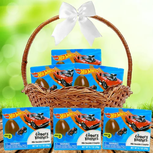 Miniatura 3 de Hot Wheels Finders Keepers, huevos de chocolate con leche con mini auto coleccionable en el interior, rellenos de cesta de Pascua para niños, 0.7