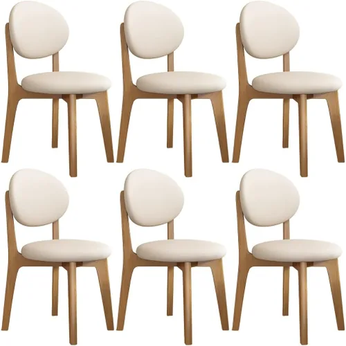 Miniatura 87 de YVYKFZD Juego de sillas de comedor, sillas de cocina de madera maciza, silla de comedor de granja con respaldo curvo, silla tapizada de cuero
