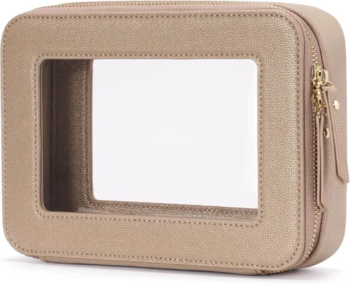 Miniatura 47 de Bolsa de maquillaje transparente Popvibe, estuche de cosméticos de viaje con cremallera, bolsa de aseo transparente con cremallera, organizador Malva