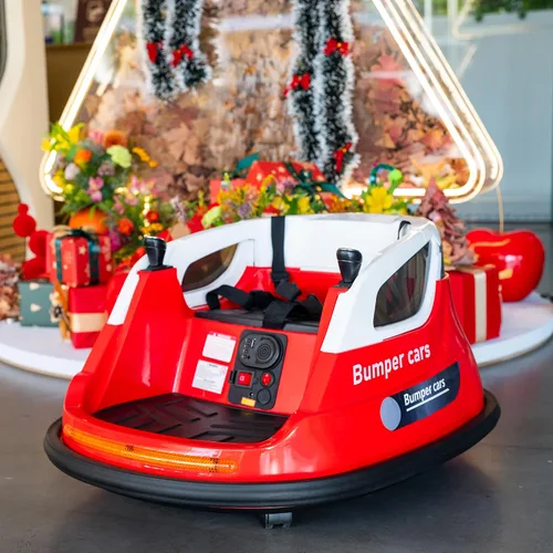 Miniatura 11 de Coche de parachoques eléctrico de 12 V para niños, juguete giratorio de 360 grados con control remoto, 2 velocidades, música Bluetooth, luces LED