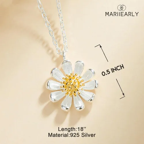 Miniatura 2 de Daisy Necklace For Women 925 Sterling Silver Tiny Daisy Flower Pendant Necklace For Women, Daisy Flower Pendant Necklace Daisy Birthday Christmas