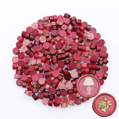 Miniatura 7 de 600 cuentas de sellado de cera, cuentas de cera de sellado rojo para sello de cera, juego de cuentas de cera rosa con 6 colores perfectos