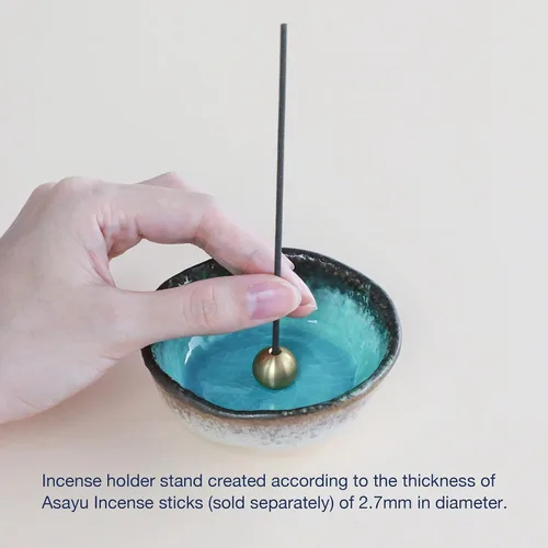 Miniatura 6 de Asayu Japan ese - Mini soporte de incienso pequeño para palos de 3.3 pulgadas (3.268 in), hecho en Japón, atrapa cenizas de cerámica y quemador