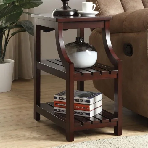 Miniatura 2 de Acme Wasaki - Mesa auxiliar de madera con 2 estantes en color espresso