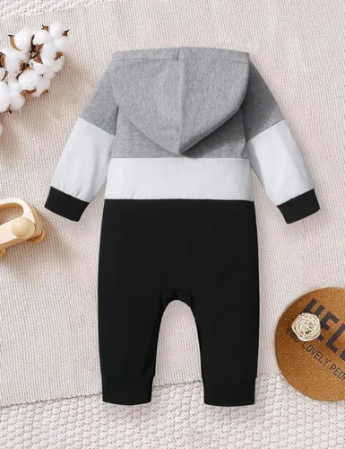 Miniatura 5 de Ropa de bebé niño, ropa de bebé con estampado de letras de manga larga con capucha para bebé niño