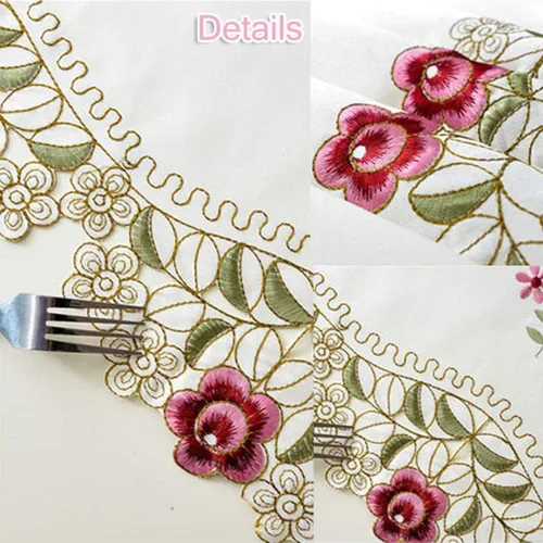 Miniatura 5 de LeLehome - Mantel de encaje bordado con flores color café