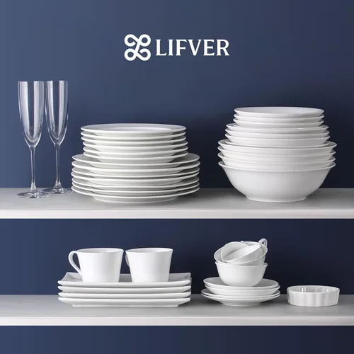 Miniatura 8 de LIFVER Juego de 4 cuencos de cerámica blanca de 48 onzas, cuencos grandes y profundos para sopa, ensalada, pasta, fideos, cereales, lavavajillas