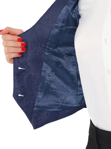 Miniatura 5 de Allegra K Chaleco de traje para mujer, chaleco vintage con botones jacquard steampunk