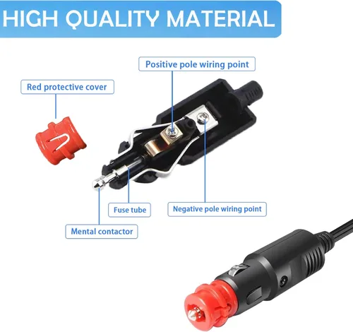 Miniatura 3 de Enchufe de alimentación para enfriador termoeléctrico de 12 voltios, repuesto de 12 V, piezas de enfriador Coleman de 9.8 pies con fusible de 15 A