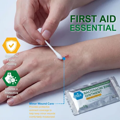 Miniatura 3 de MED PRIDE Ungüento de zinc de bacitracina, crema antibiótica para heridas, quemaduras, cortes, 144 paquetes de tamaño de viaje x 0.03 oz, primeros