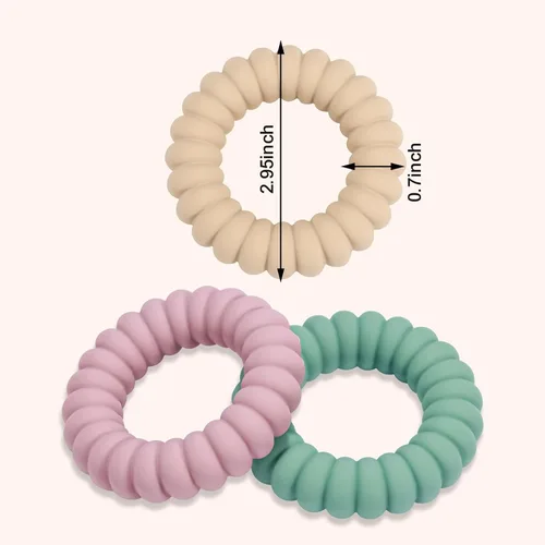 Miniatura 5 de Juguetes mordedores para bebés, anillos mordedores de silicona con sonajero para bebés, anillos de dentición texturizados para aliviar el dolor