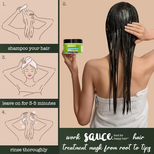 Miniatura 5 de SAUCE BEAUTY Guacamole Whip Hair Mask - Mascarilla capilar de acondicionamiento profundo para todo tipo de cabello con aguacate, miel y aceite