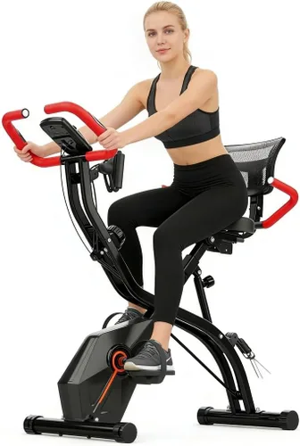 Miniatura 12 de USLIM Bicicleta de Ejercicio Plegable Bicicletas Estáticas para el Hogar, Bicicleta de Entrenamiento Interior 5 EN 1, Bicicleta de Ciclismo