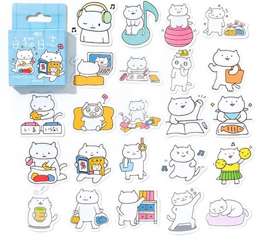 Miniatura 10 de 45 piezas de lindas calcomanías de gato para álbumes de recortes, diario de viñetas, decoración DIY, planificadores, maletas, diario, cuadernos