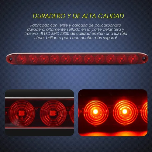 Miniatura 3 de Nilight - TL-10 2 piezas 16 pulgadas 11 LED rojo remolque barra de luz para parada de estacionamiento intermitentes luz de freno trasera compatible