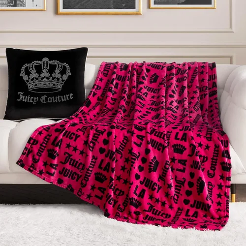 Miniatura 29 de Juicy Couture Berry Happy - Manta de felpa de 50 x 70 pulgadas, color rosa, mantas decorativas para sofás, mantas para sillas y camas