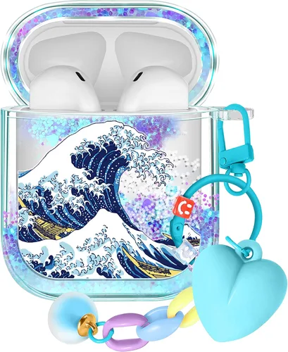 Miniatura 7 de Funda para Apple para Airpods 4 Case 2024 - Arena Movediza Líquida Arte Artístico Estético Funda Mujer Chica Mujeres Brillante Brillo Purpurina