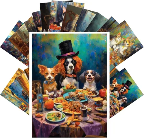Miniatura 12 de PIXILUV Postales Vintage (24 piezas de 4"x6" cada una) Edificios Siniestros y Lindos Gatos de Negocios Victorianos Postales Vintage Tarjetas
