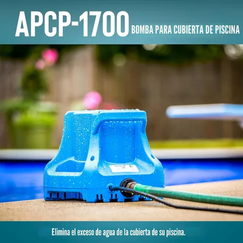 Miniatura 4 de Little Giant APCP-1700 Bomba de cubierta de piscina de 115 voltios, 1/3 HP, 1745 GPH, automática, sumergible, con cable de 25 pies, azul claro