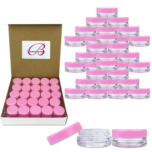 Beauticom - Tarros redondos de 0.11 oz, 0.1 fl oz, con tapa de rosca para exfoliantes, aceites, tóner, ungüentos, cremas, lociones, muestras de