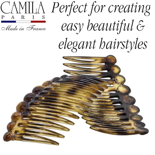 Miniatura 4 de Camila Paris CP2871/2 Peine lateral francés pequeño redondeado, Tokio French Twist Peines decorativos, pinzas de pelo de sujeción fuerte para Tokyo