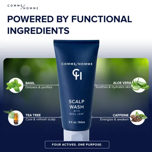 Miniatura 6 de Comme Homme Jabón hidratante para el cuero cabelludo para hombres calvos, limpia, calma y energiza suavemente con albahaca, aloe, té de árbol