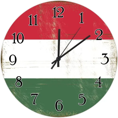 Reloj de pared colgante de recuerdo de Hungría, reloj de pared con bandera de Hungría, reloj de pared de cuarzo de calidad, funciona con pilas,