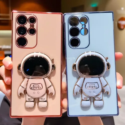 Miniatura 3 de Funda compatible con Samsung Galaxy S22 Ultra con soporte, bonita funda protectora suave y lujosa de astronauta 3D para mujer, diseñada para Galaxy