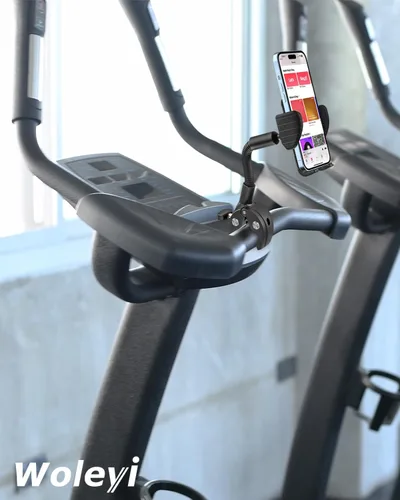 Miniatura 6 de Soporte de teléfono giratorio de cuello de cisne, soporte para teléfono celular, abrazadera de manillar de bicicleta estática para bicicleta
