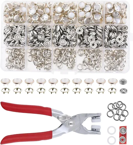 Miniatura 12 de Kit de botón de presión de metal Mandala Crafts - Botones a presión y herramienta de cierre a presión - Cierres coloridos de 9.5mm para coser, ropa