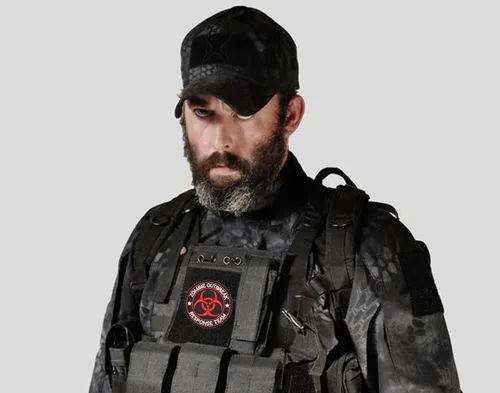 Miniatura 5 de U-LIAN Zombie Outbreak Response Team Biohazard Morale - Parche táctico bordado con gancho y bucle (negro+rojo)