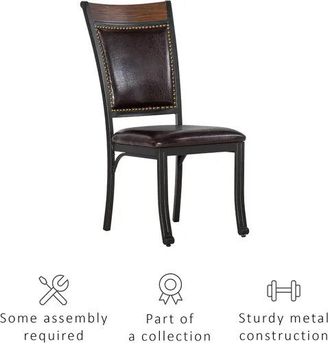 Miniatura 15 de Powell Furniture Franklin - Juego de 2 sillas de comedor de metal y piel sintética con clavos acentuados en madera, color marrón oscuro